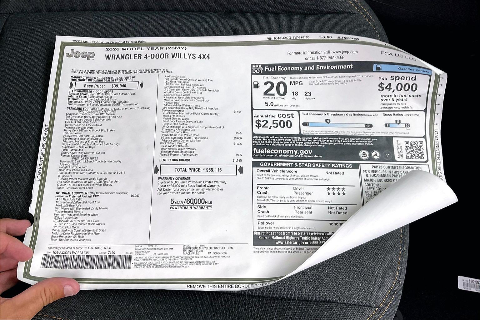 New 2026 Jeep Wrangler Unlimited Sport AWD/4WD image 21