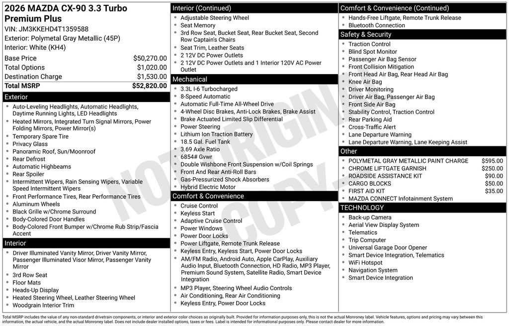 Certified 2026 MAZDA CX-90 3.3 Turbo w/ Premium Plus Pkg AWD/4WD image 38