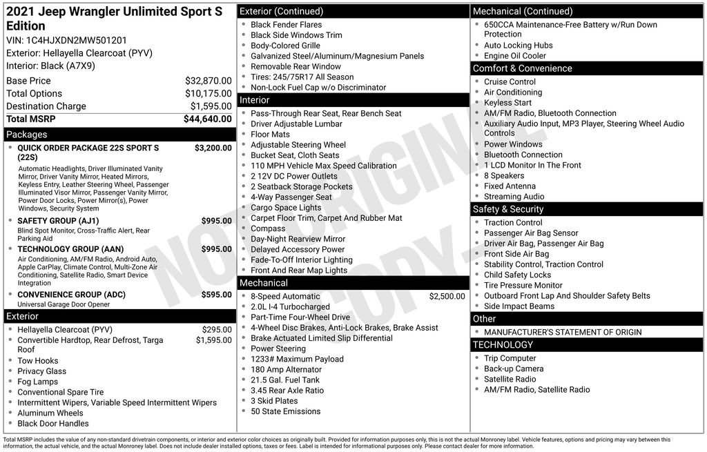 Certified 2021 Jeep Wrangler Unlimited Sport image 43