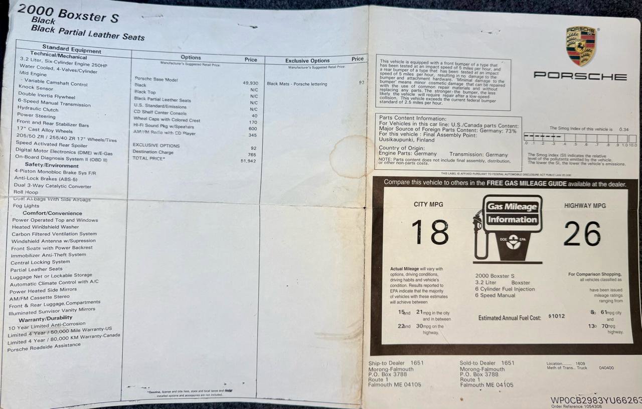 Used 2000 Porsche Boxster S RWD image 27