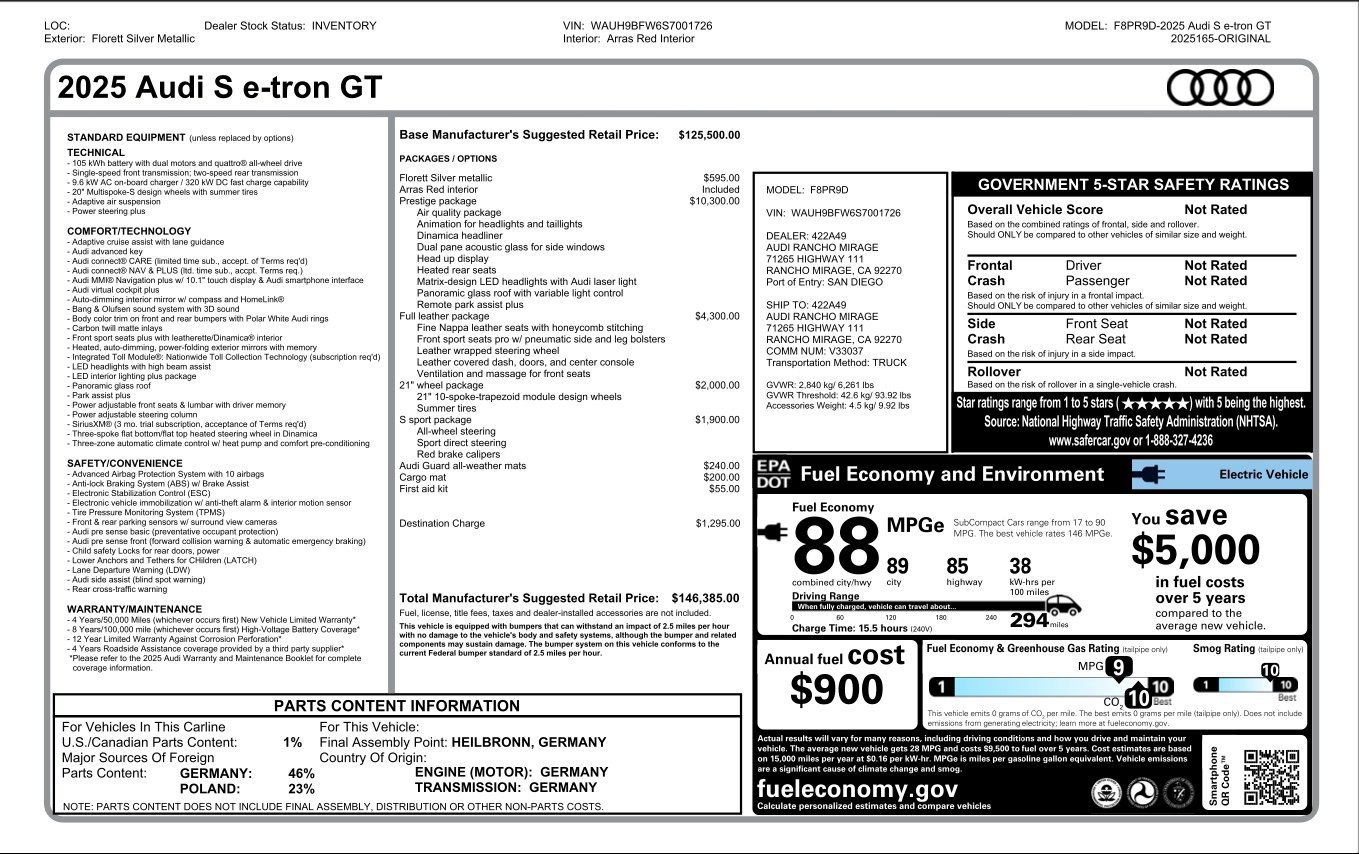 New 2025 Audi S e-tron GT Prestige image 30