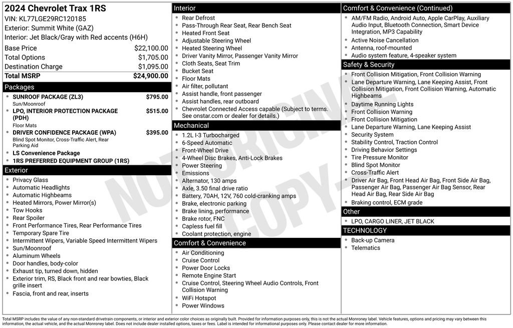 Used 2024 Chevrolet Trax RS w/ Sunroof Package FWD image 26