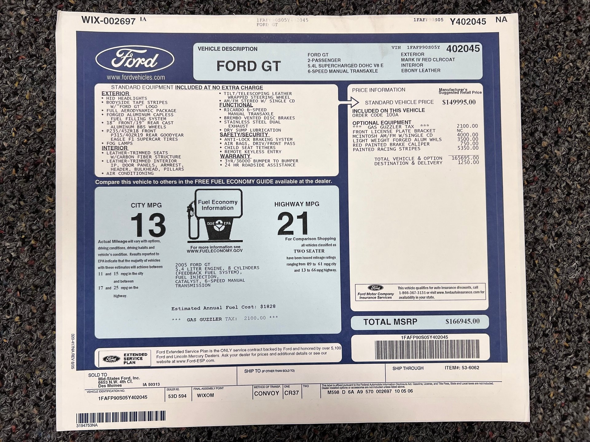 Used 2005 Ford GT RWD image 30
