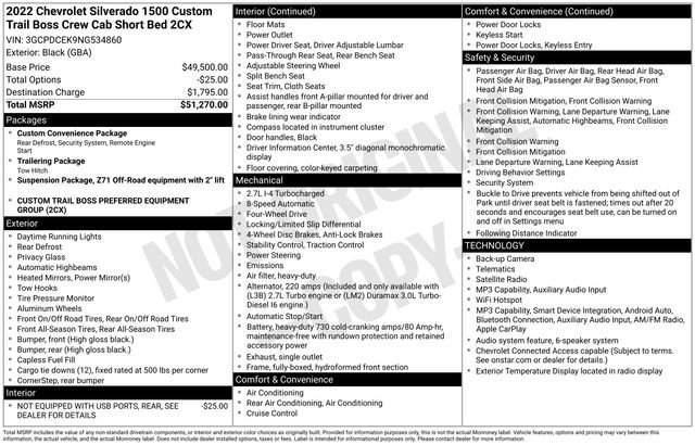 Used 2022 Chevrolet Silverado 1500 Custom Trail Boss AWD/4WD image 3