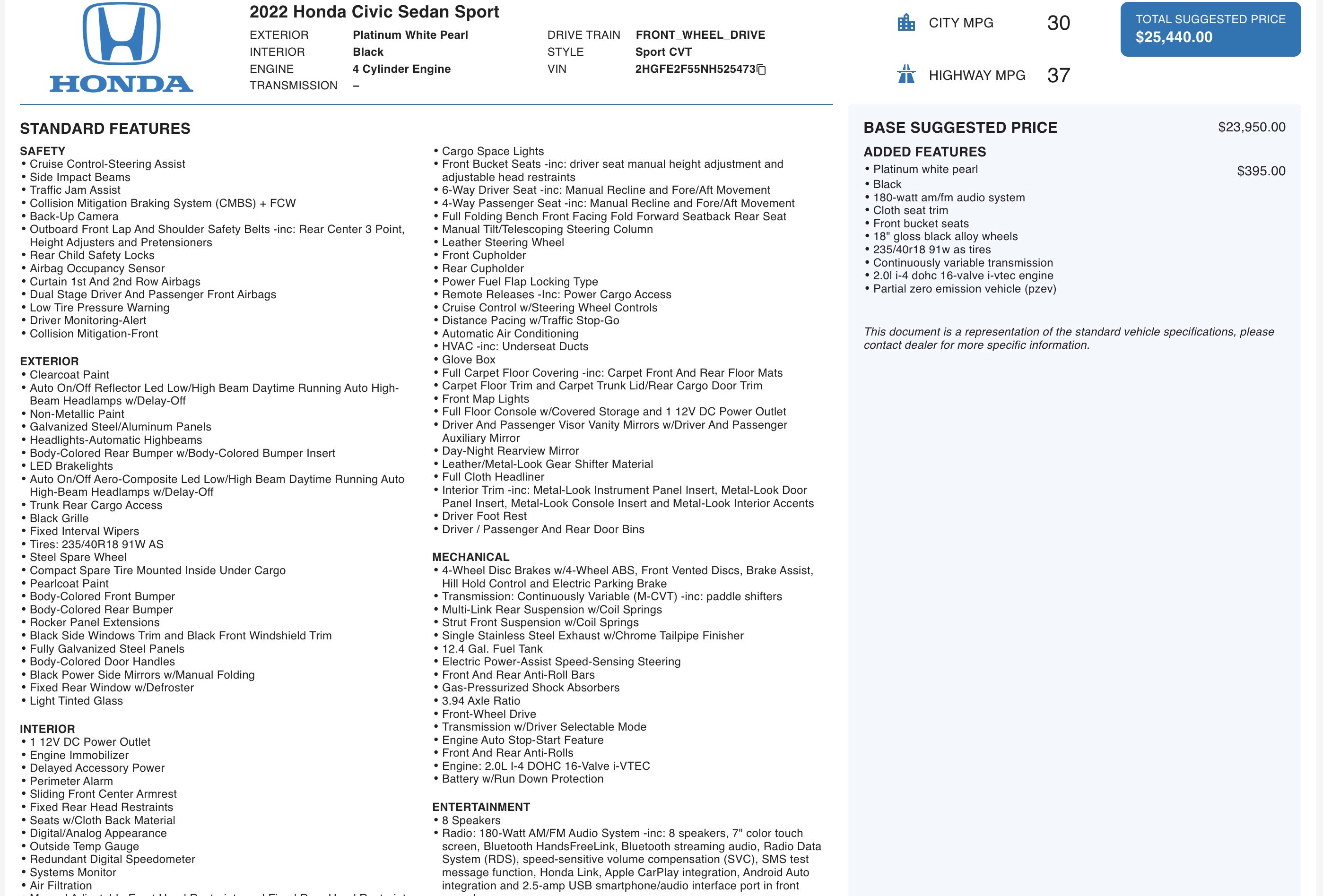 Used 2022 Honda Civic Sport image 5