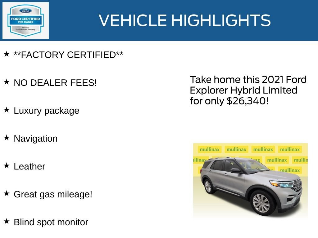 Used 2021 Ford Explorer Limited w/ Hybrid Equipment Group 310A RWD image 12