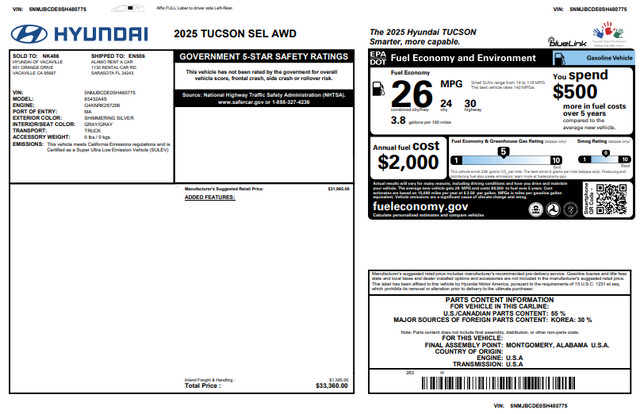 Used 2025 Hyundai Tucson SEL AWD/4WD image 41