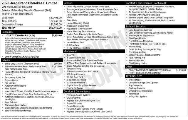 Used 2023 Jeep Grand Cherokee L Limited w/ Luxury Tech Group II AWD/4WD image 5