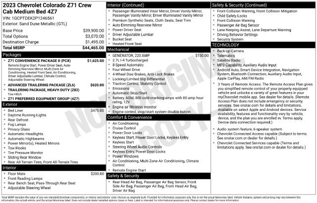 Certified 2023 Chevrolet Colorado Z71 w/ Z71 Convenience Package 2 AWD/4WD image 33