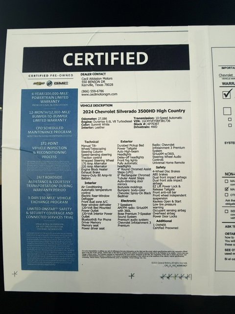 Certified 2024 Chevrolet Silverado 3500 High Country w/ Technology Package image 27