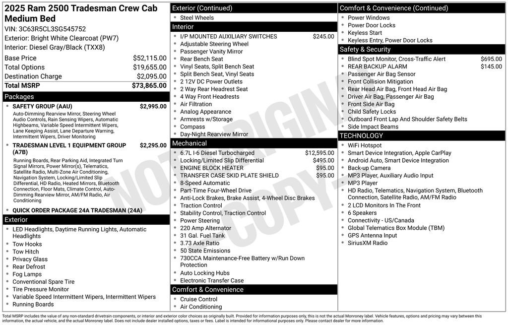 Used 2025 RAM 2500 Tradesman w/ Safety Group AWD/4WD image 4