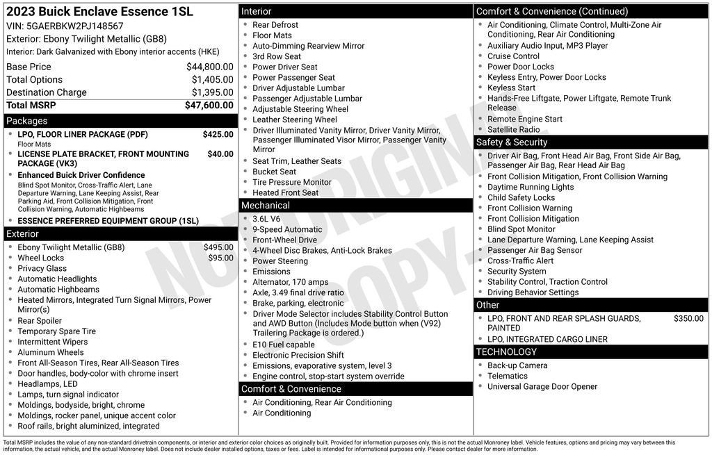 Used 2023 Buick Enclave Essence w/ LPO, Floor Liner Package image 11