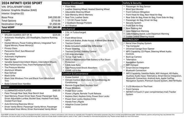 Used 2024 INFINITI QX50 Sport FWD image 2