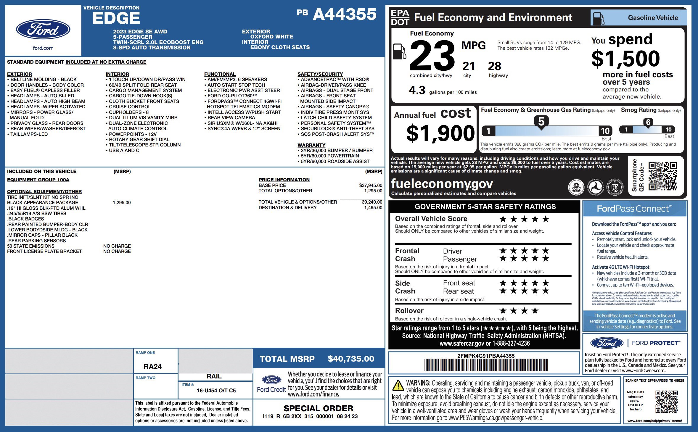 Used 2023 Ford Edge SE w/ Black Appearance Package AWD/4WD image 3