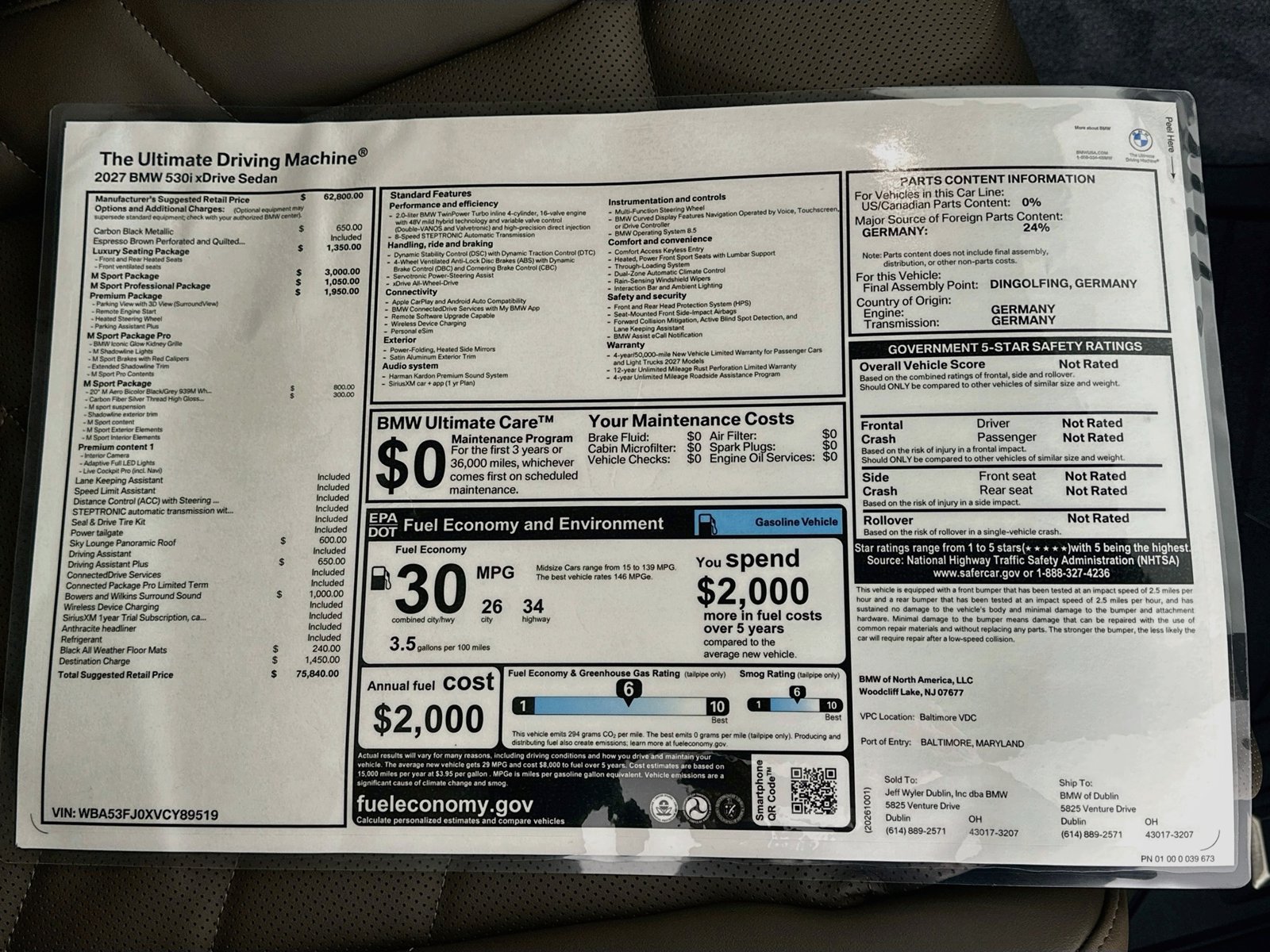 New 2027 BMW 530i xDrive w/ M Sport Package AWD/4WD image 49