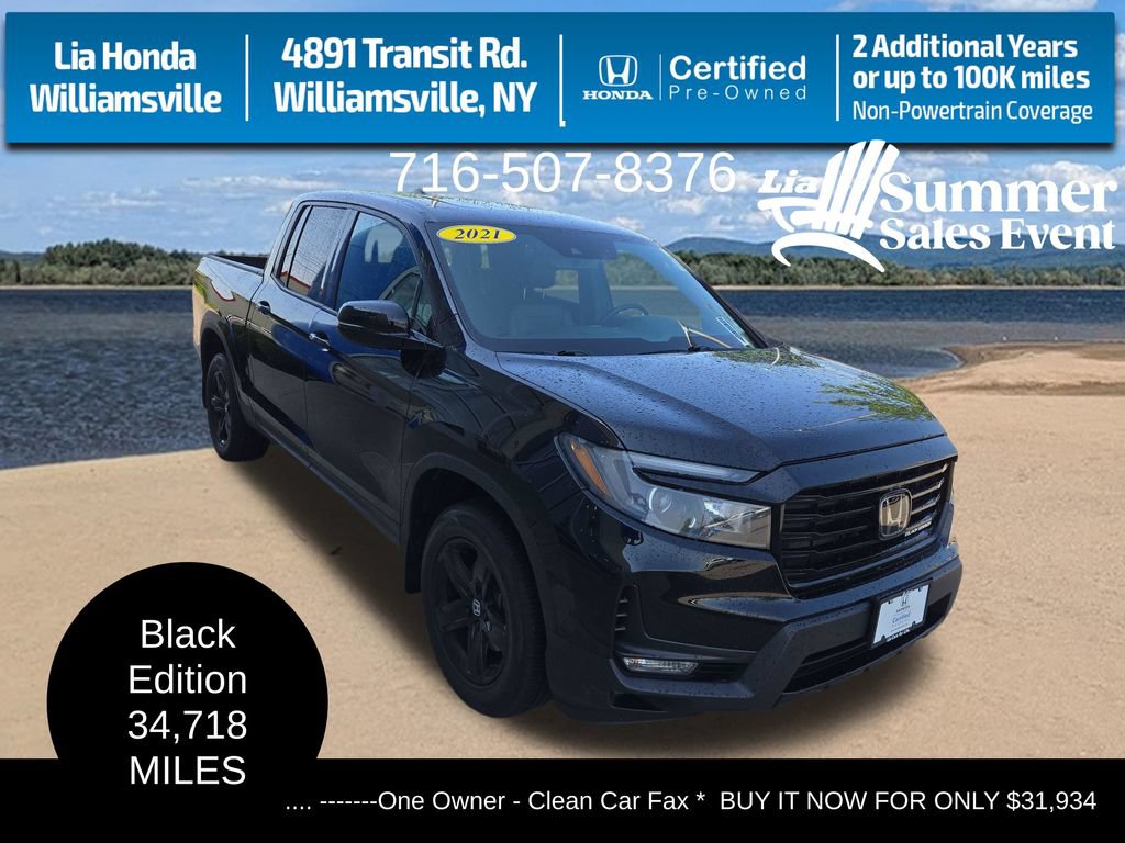 Certified 2021 Honda Ridgeline Black Edition image 1