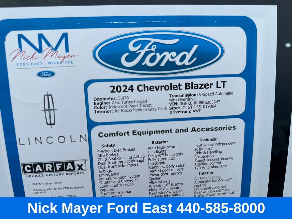 Used 2024 Chevrolet Blazer LT w/ Driver Confidence Package image 23