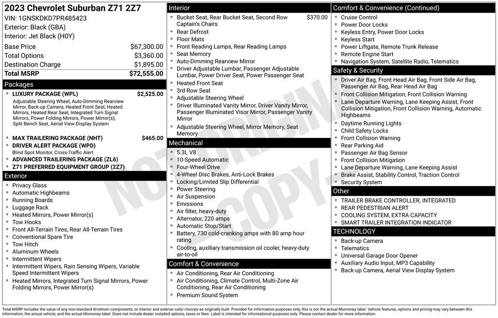 Used 2023 Chevrolet Suburban Z71 w/ Luxury Package AWD/4WD image 6