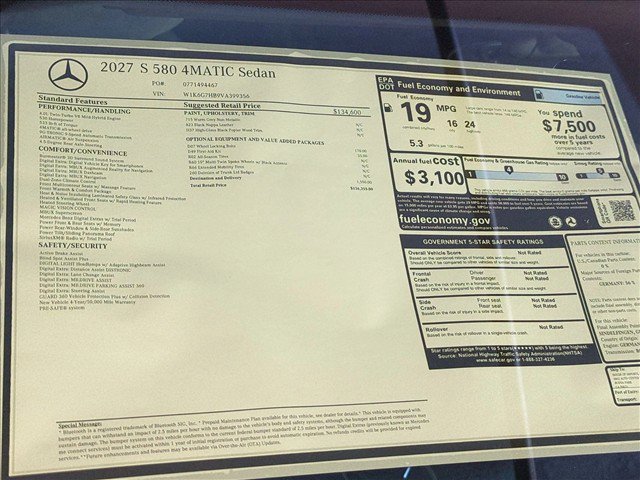 New 2027 Mercedes-Benz S 580 4MATIC Sedan image 17
