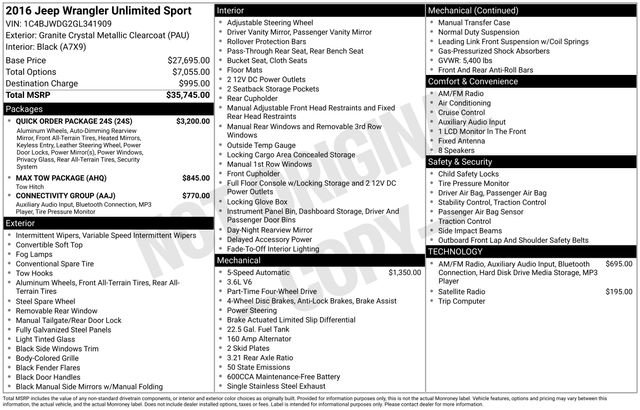 Used 2016 Jeep Wrangler Unlimited Sport w/ Quick Order Package 24S image 24