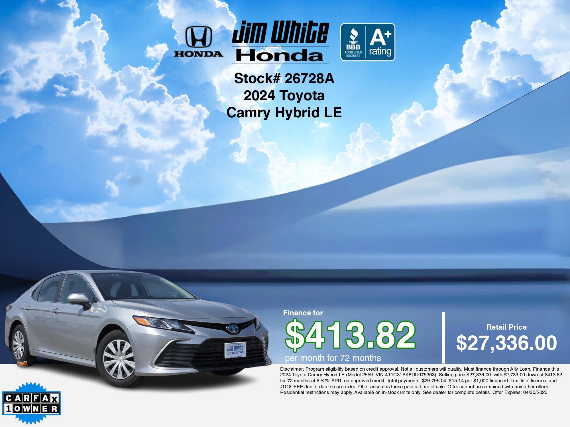 Used 2024 Toyota Camry LE FWD image 3