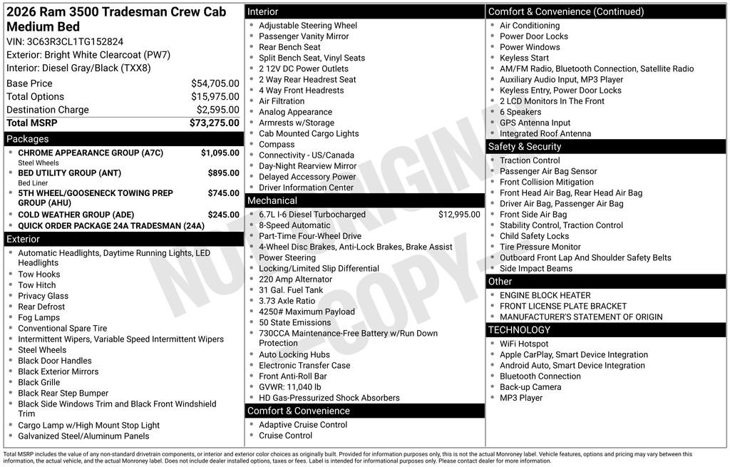 New 2026 RAM 3500 Tradesman w/ Chrome Appearance Group image 48