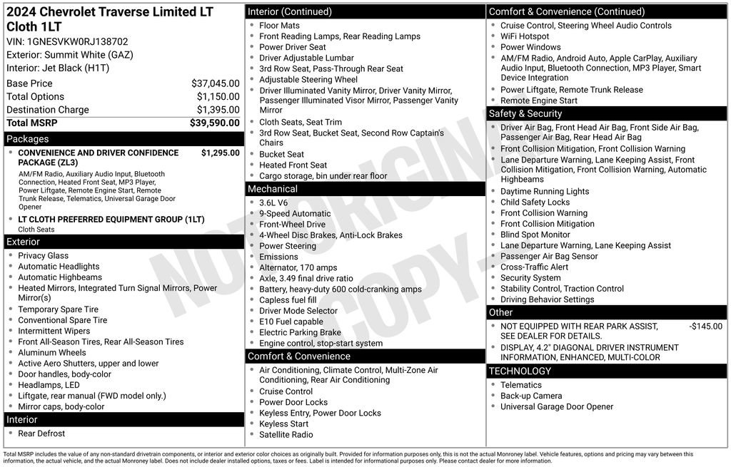 Used 2024 Chevrolet Traverse LT FWD image 31