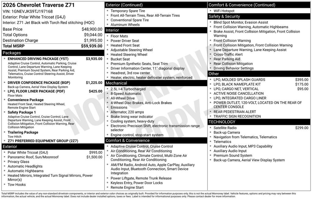New 2026 Chevrolet Traverse Z71 w/ Enhanced Driving Package image 26