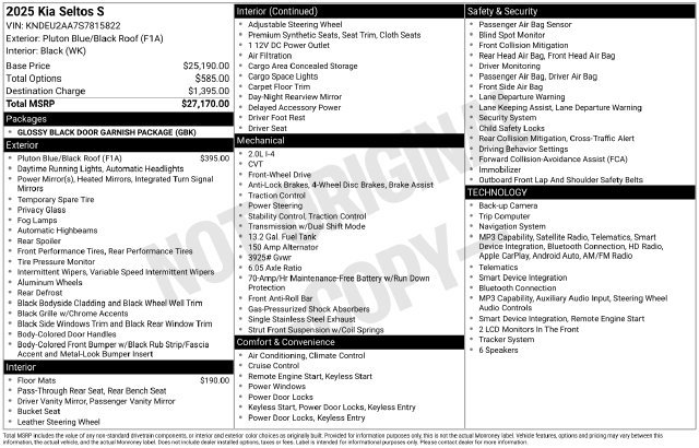Certified 2025 Kia Seltos S FWD image 36