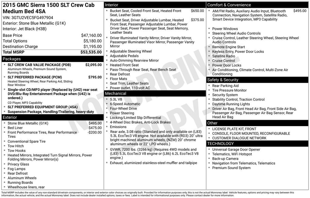 Used 2015 GMC Sierra 1500 SLT w/ SLT Crew Cab Value Package AWD/4WD image 3