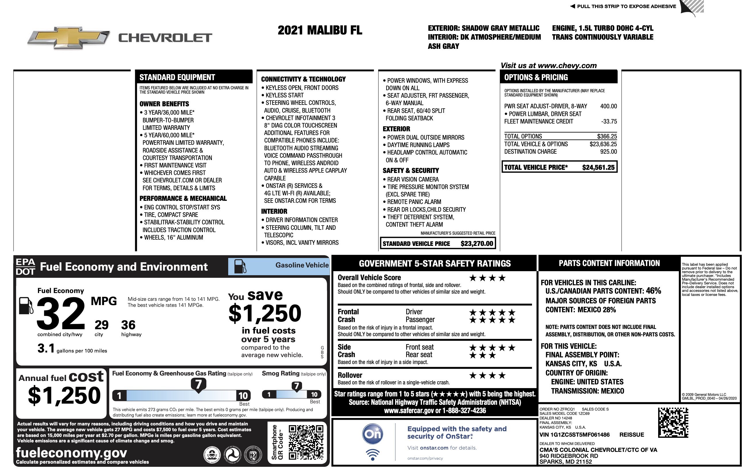 Used 2021 Chevrolet Malibu LS image 3