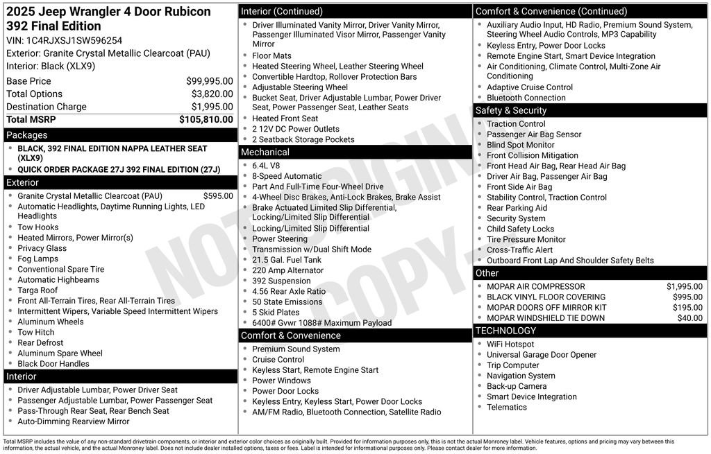 New 2025 Jeep Wrangler Unlimited Rubicon 392 image 19
