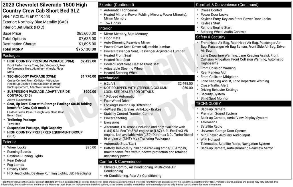 Used 2023 Chevrolet Silverado 1500 High Country w/ High Country Premium Package AWD/4WD image 2