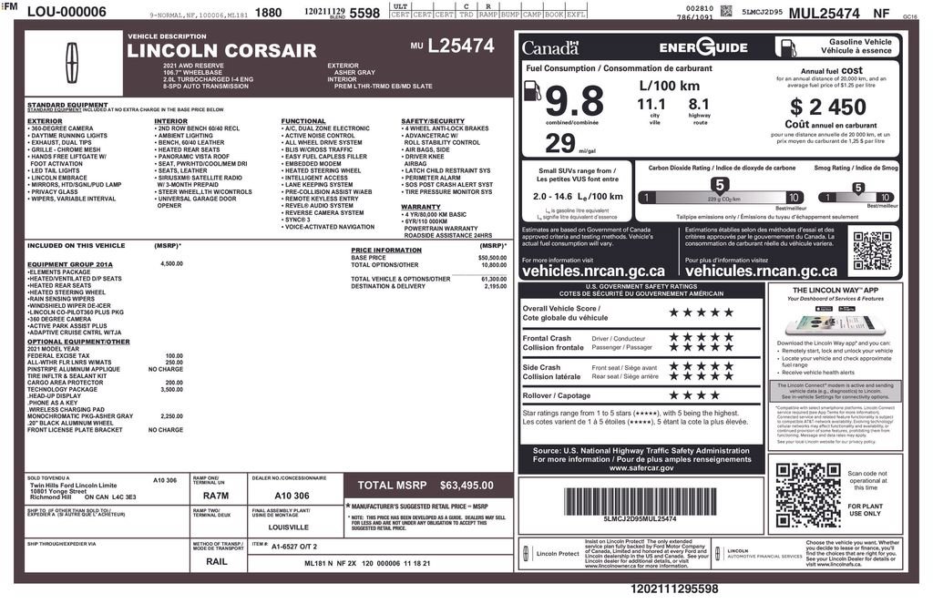 Used 2021 Lincoln Corsair Reserve w/ Equipment Group 201A AWD/4WD image 42