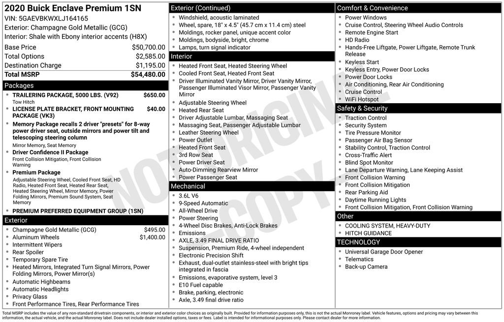 Used 2020 Buick Enclave Premium w/ Trailering Package, 5000 lbs. image 10