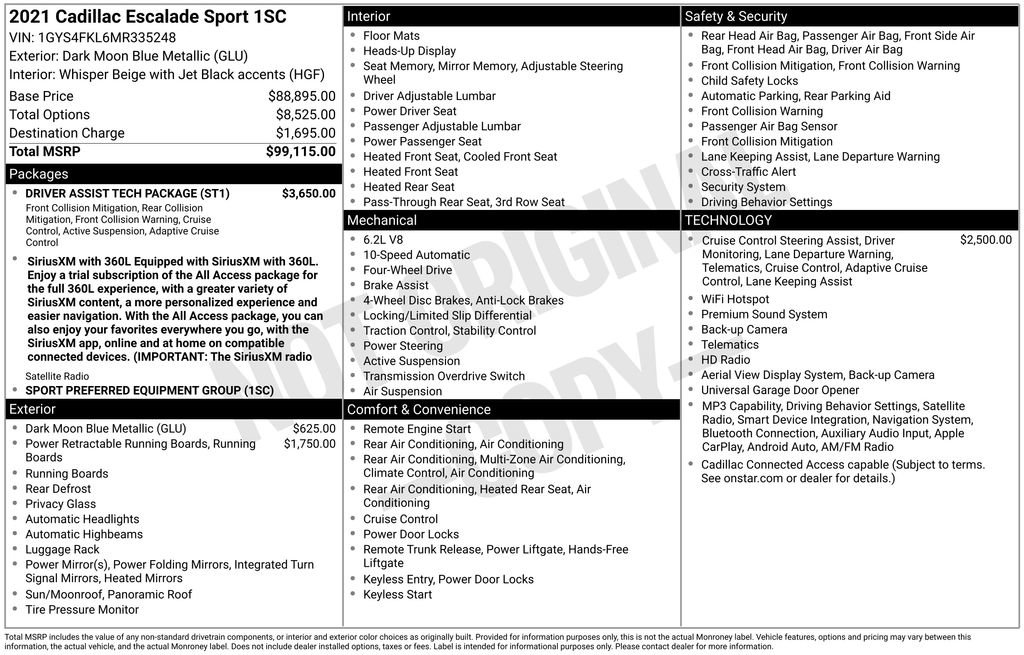 Certified 2021 Cadillac Escalade Sport w/ Driver Assist Tech Package AWD/4WD image 18
