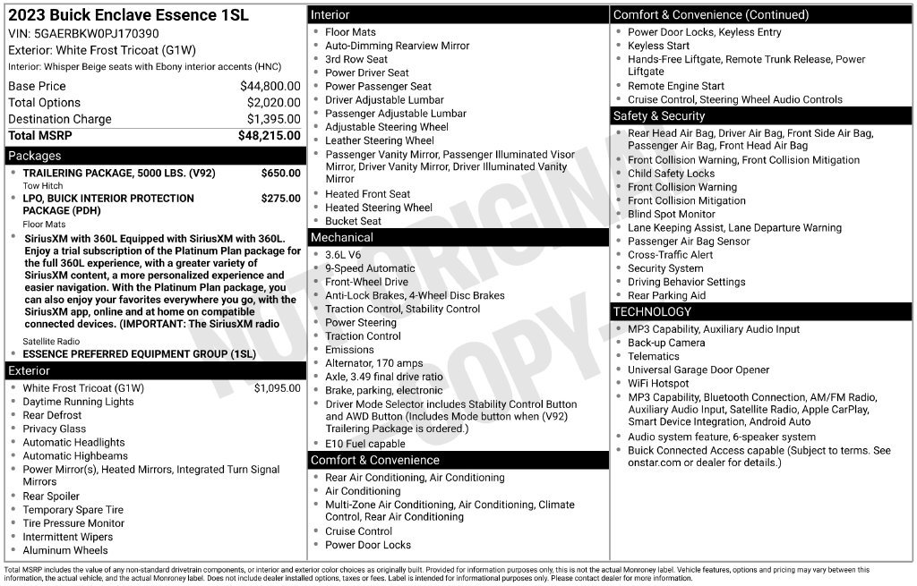 Used 2023 Buick Enclave Essence w/ Trailering Package, 5000 lbs. FWD image 13