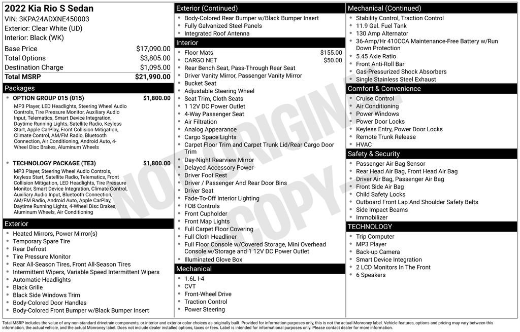 Used 2022 Kia Rio S w/ Technology Package FWD image 31