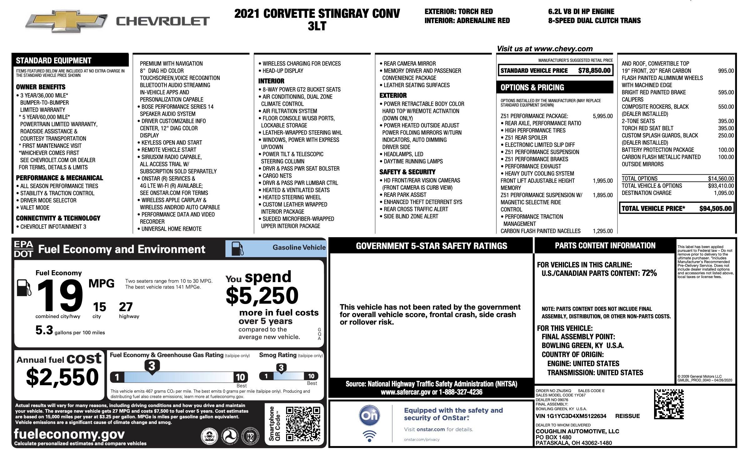 Used 2021 Chevrolet Corvette Stingray Premium Conv w/ Z51 Performance Package image 2