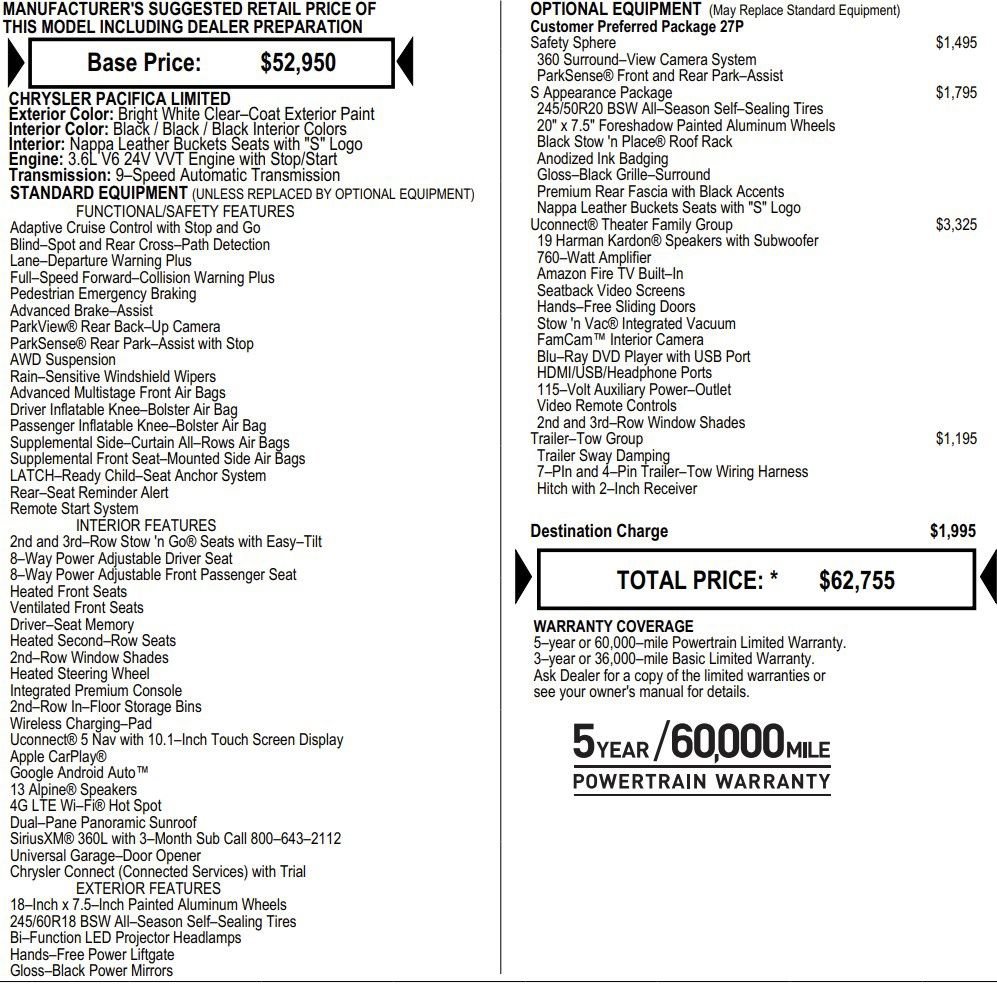 New 2026 Chrysler Pacifica Limited w/ Uconnect Theater Family Group image 2