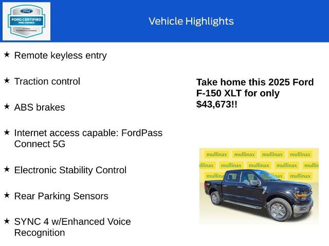 Certified 2025 Ford F150 XLT w/ Equipment Group 301A Standard AWD/4WD image 18