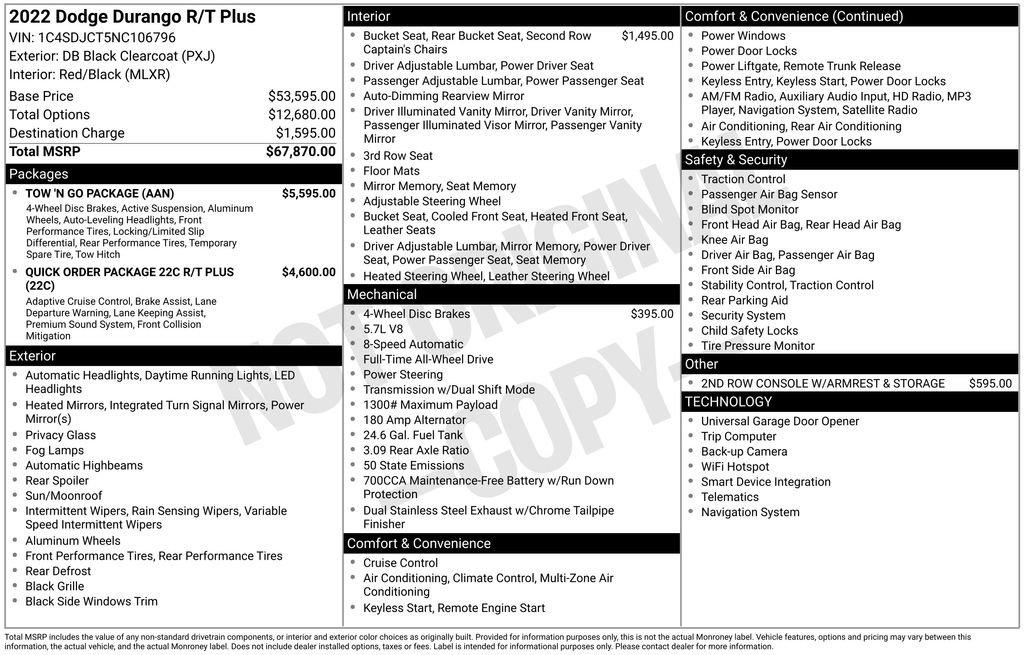 Used 2022 Dodge Durango R/T w/ Tow 'N Go Package AWD/4WD image 7