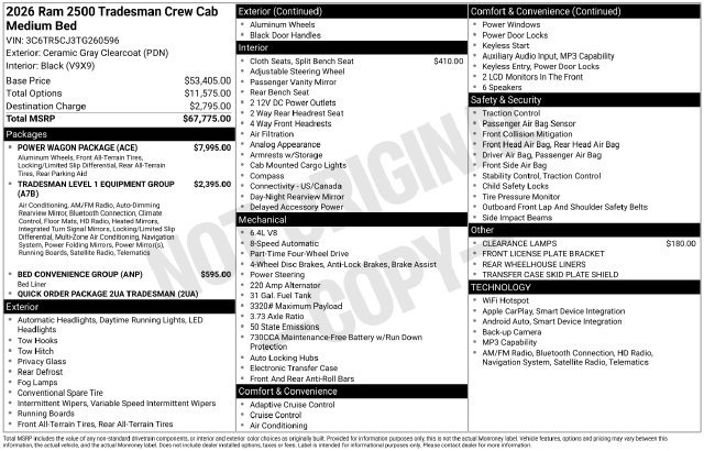 New 2026 RAM 2500 Tradesman w/ Power Wagon Package AWD/4WD image 18