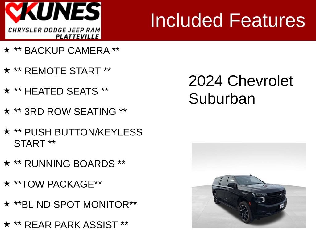 Used 2024 Chevrolet Suburban RST w/ Luxury Package AWD/4WD image 2