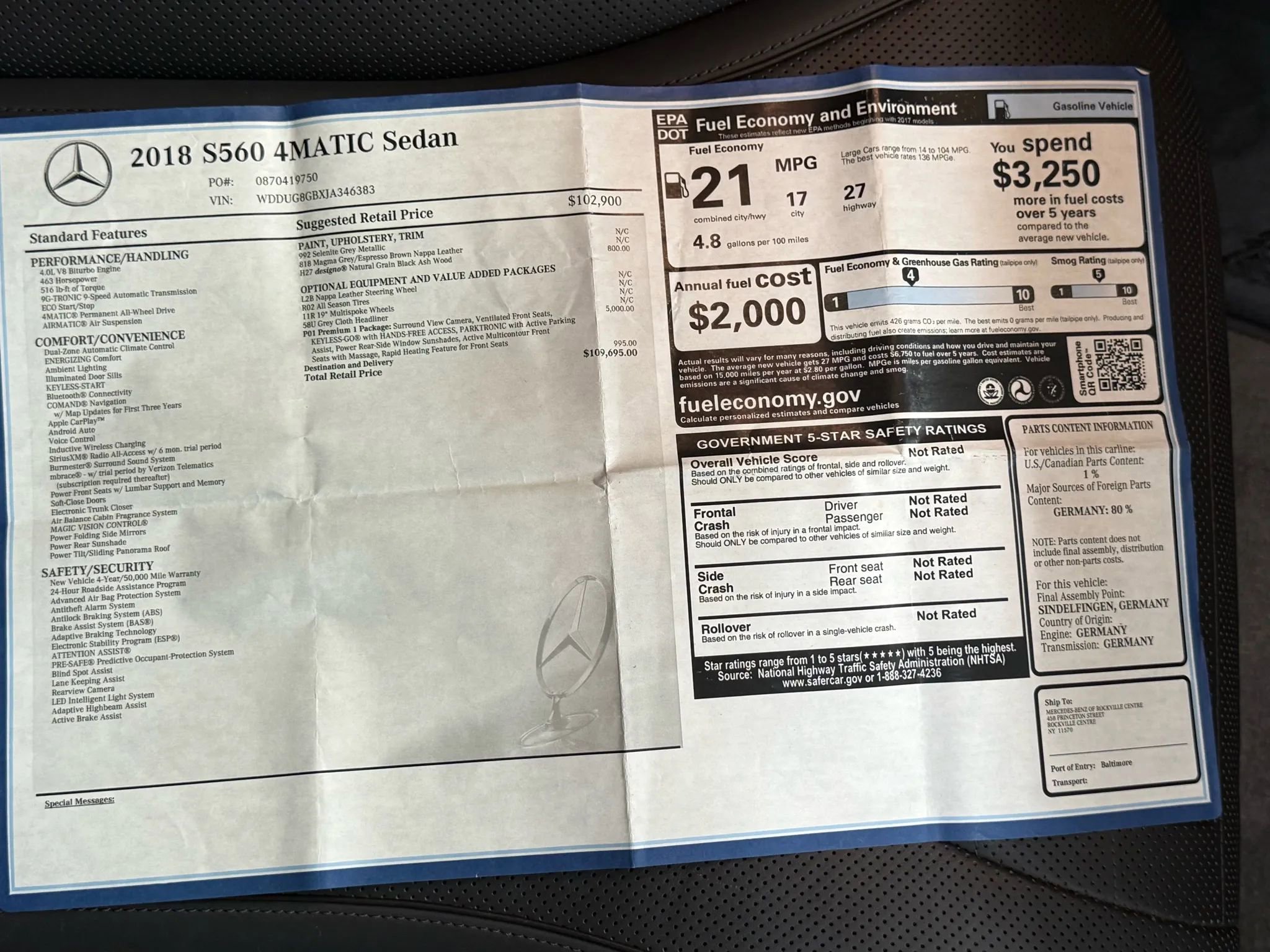 Used 2018 Mercedes-Benz S 560 4MATIC Sedan image 4