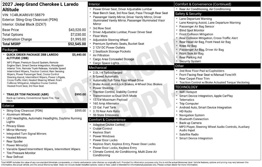 New 2027 Jeep Grand Cherokee L 4WD image 4