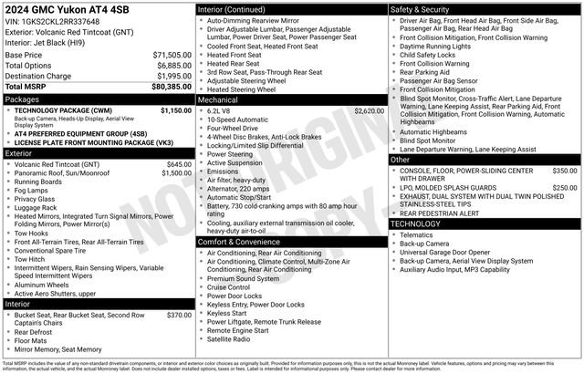 Used 2024 GMC Yukon AT4 w/ Technology Package AWD/4WD image 4