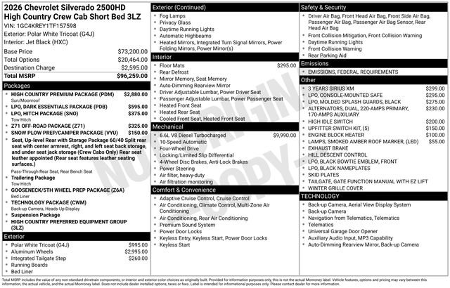 New 2026 Chevrolet Silverado 2500 High Country w/ High Country Premium Package image 4