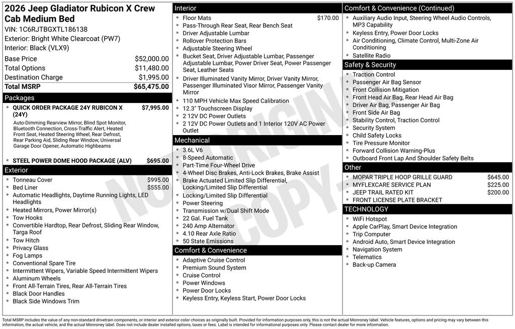 New 2026 Jeep Gladiator Rubicon AWD/4WD image 27
