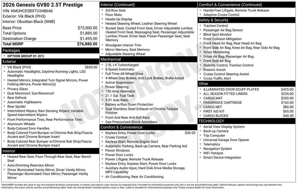 New 2026 Genesis GV80 2.5T Prestige AWD/4WD image 4